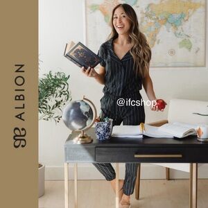 Albion Navy Pinstripe Collar Jumpsuit LP